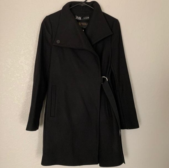 Zara Manteco Italian Wool buckle wrap coat XS - Picture 6 of 12